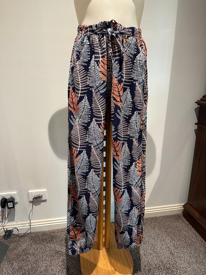 CHIC LADY Casual Pants - Navy/Cream/Terracotta