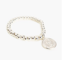 Load image into Gallery viewer, ADORNE Small Bead Coin Bracelet - Silver
