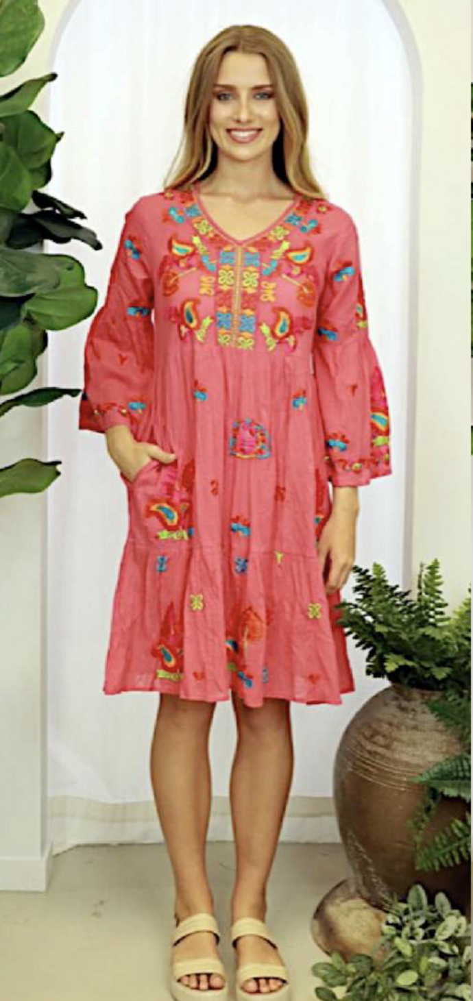 LULA LIFE Winnie Tiered Dress - Melon