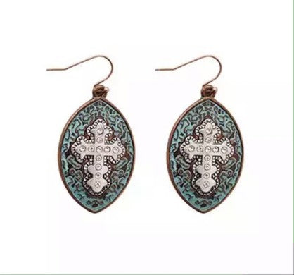 HARMONIE COLLECTIONS Vintage Rhinestone Cross Earrings