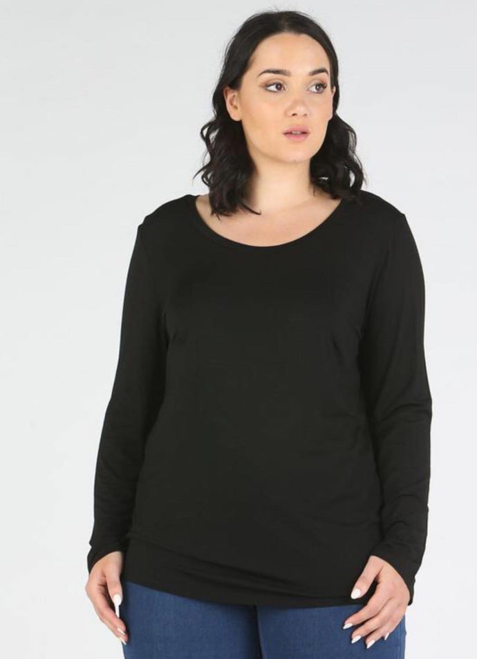 ADVOCADO PLUS Long Sleeve Essential Top - Black