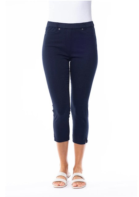 CAFE LATTE Stretch Cotton Capri Jeggings - Navy – Interior Motive