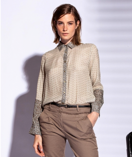 FUNKY STAFF Anabelle Mix Blouse - Moon Rock