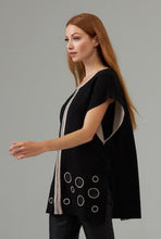 Load image into Gallery viewer, JOSEPH RIBKOFF Sleeveless Front Zip Knit Tunic - Black/Taupe
