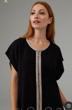 Load image into Gallery viewer, JOSEPH RIBKOFF Sleeveless Front Zip Knit Tunic - Black/Taupe
