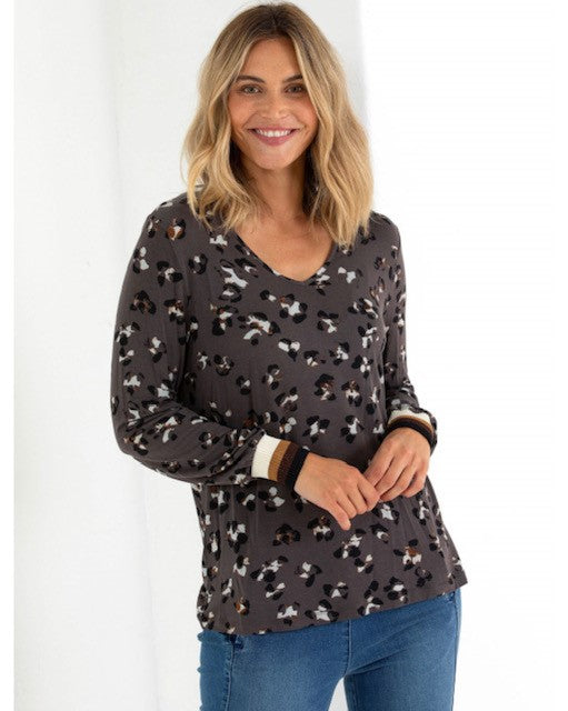 MARCO POLO Cuff Trim Tee - Water Lily print