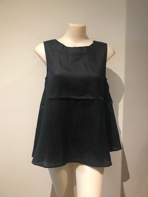MARCO POLO Sleeveless A-Line Linen Top - Black