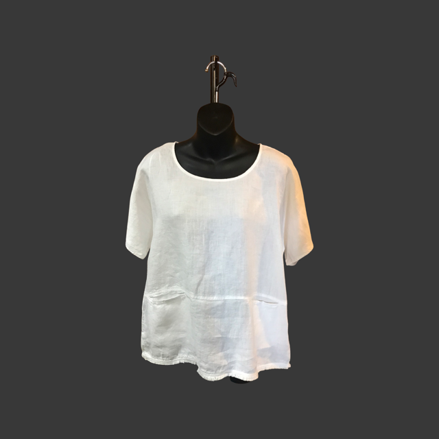 MARCO POLO Short Sleeve Fringe Hem Top - White