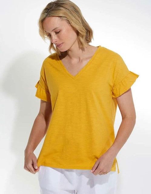 MARCO POLO Short Sleeve Frill Tee - Mango