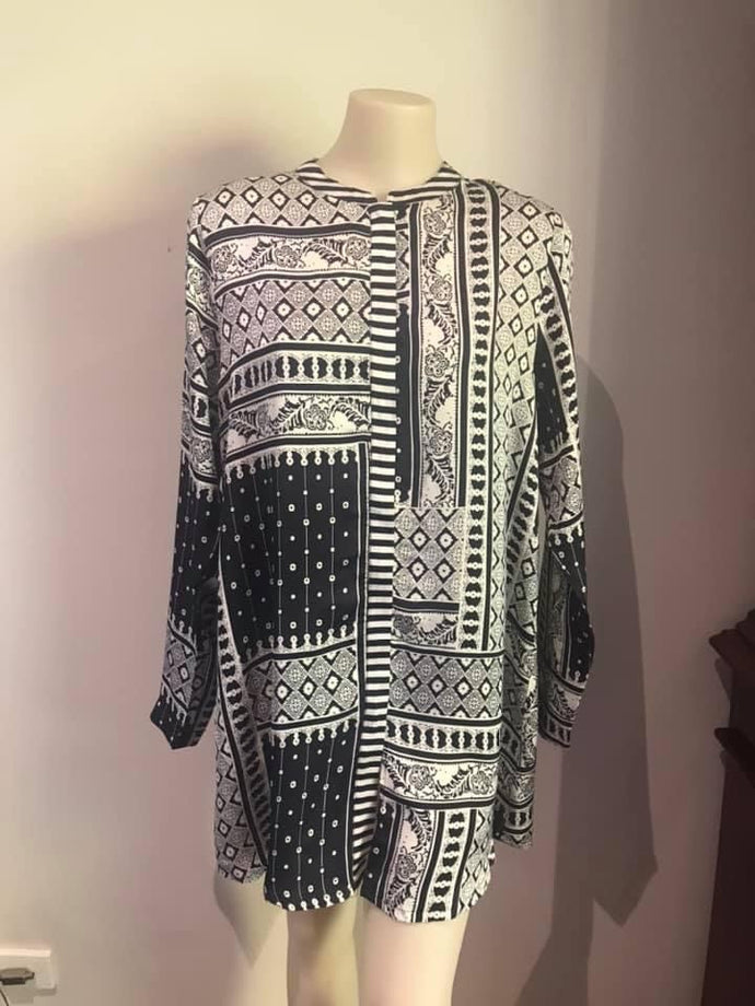 MARCO POLO Longline Paisley Patch Tunic - Navy/Cream