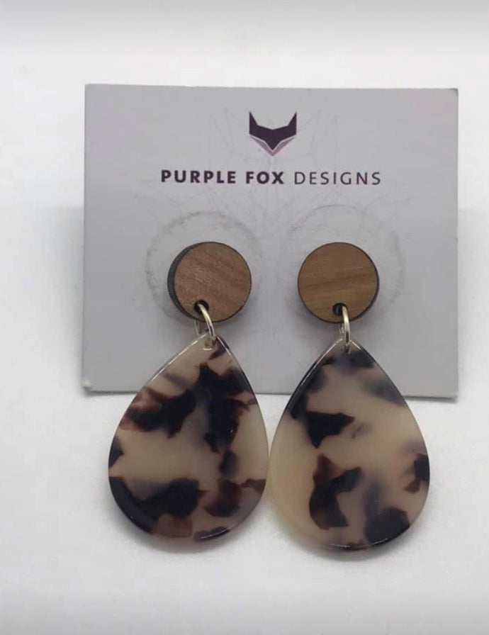 PURPLE FOX DESIGNS Earrings - Cream/Chocolate
