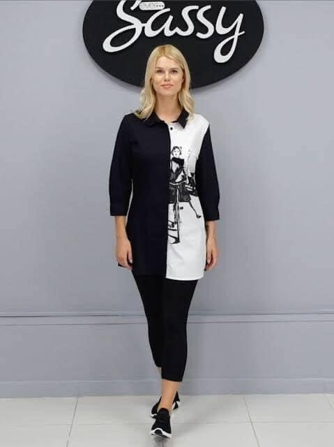 EVER SASSY Blouse - Black/White